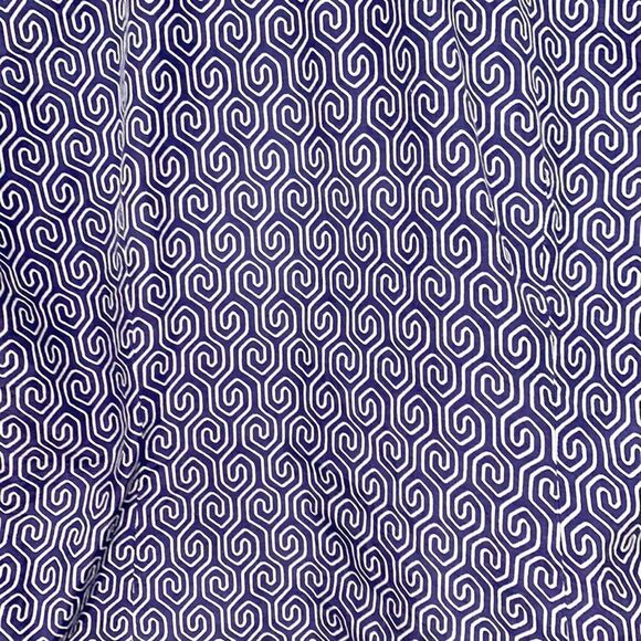 C. Wonder Blue and White Geometric Silk Cotton Blend Button Down Blouse Small - Picture 6 of 13